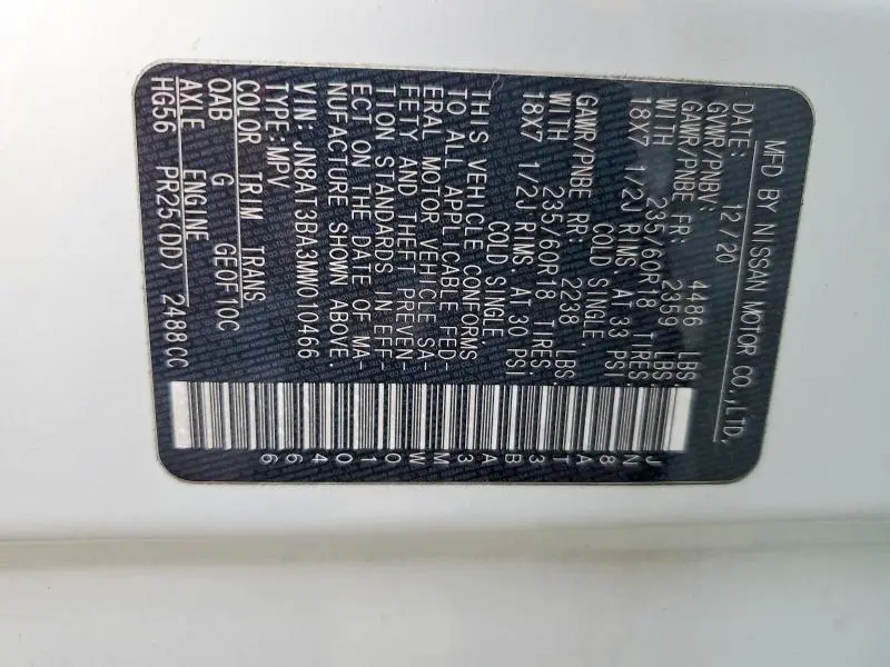 2021 NISSAN ROGUE SV  