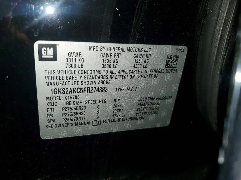 2015 GMC YUKON SLE  