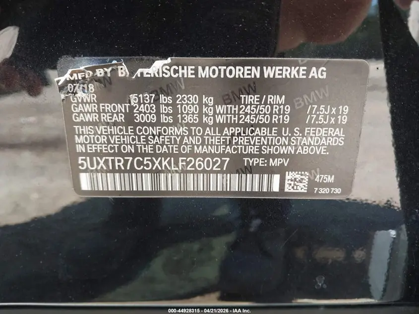 2019 BMW X3 SDRIVE30I