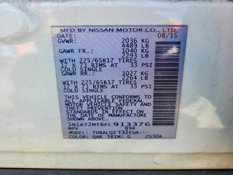 2015 NISSAN ROGUE SV  