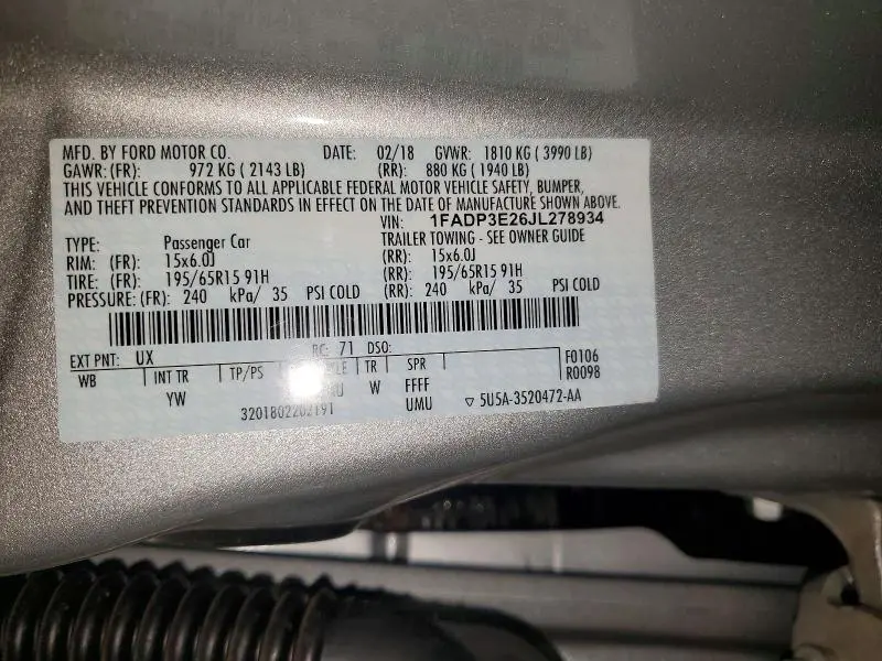 2018 FORD FOCUS S  
