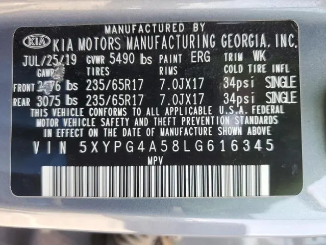 2020 KIA SORENTO S  
