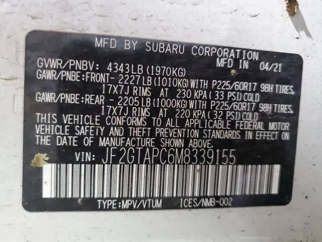 2021 SUBARU CROSSTREK PREMIUM  