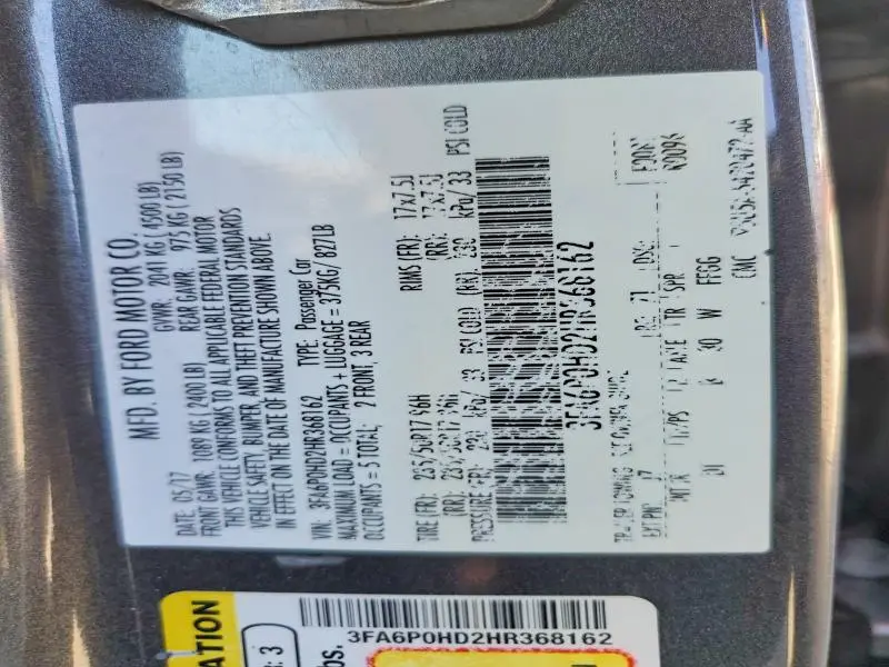 2017 FORD FUSION SE  