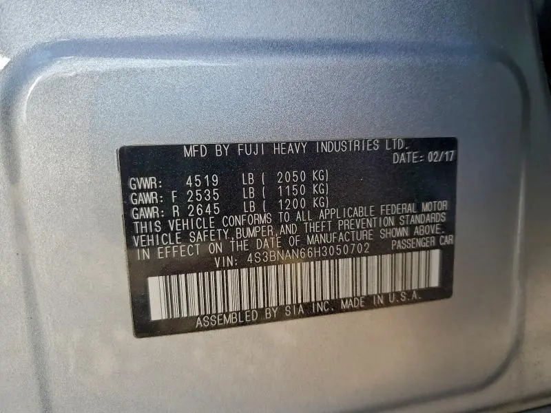 2017 SUBARU LEGACY 2.5I LIMITED  