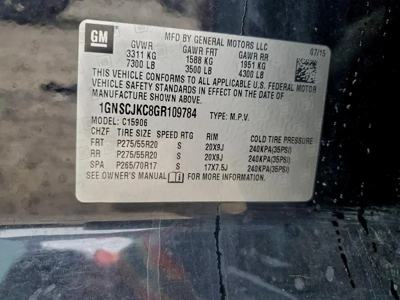 2016 CHEVROLET SUBURBAN C1500 LTZ  