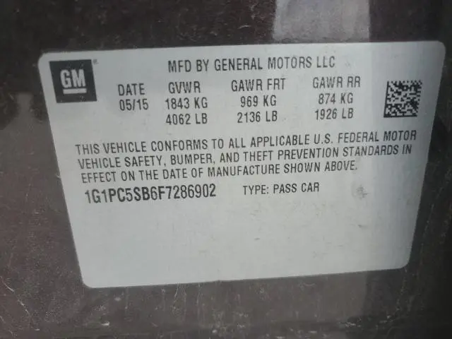 2015 CHEVROLET CRUZE LT  