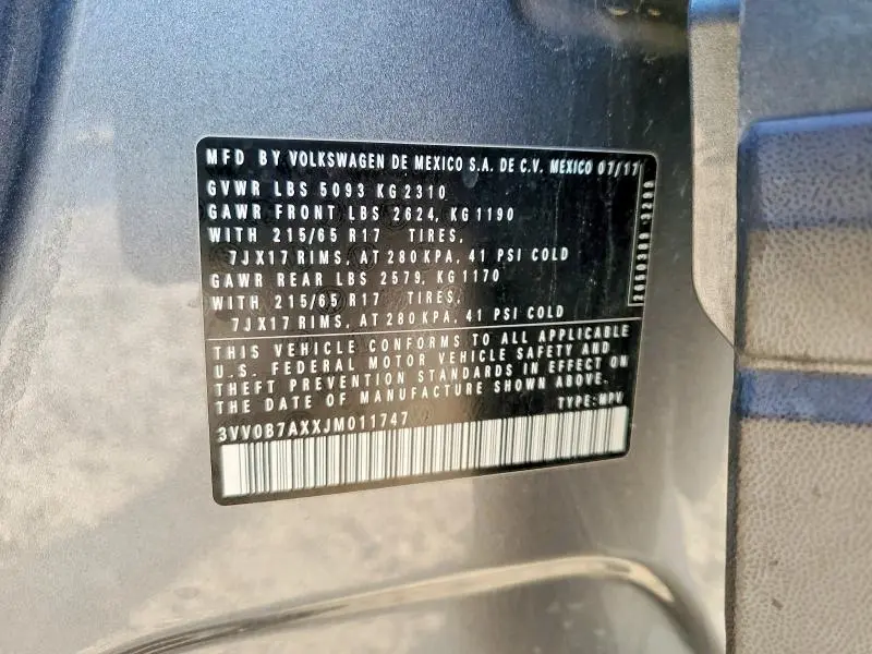 2018 VOLKSWAGEN TIGUAN S  