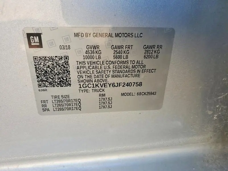 2018 CHEVROLET SILVERADO K2500 HEAVY DUTY LT  