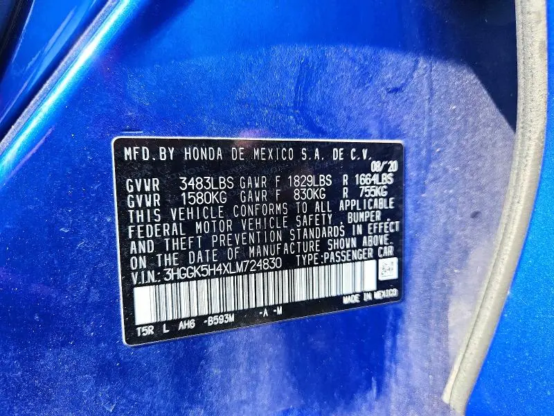 2020 HONDA FIT LX  