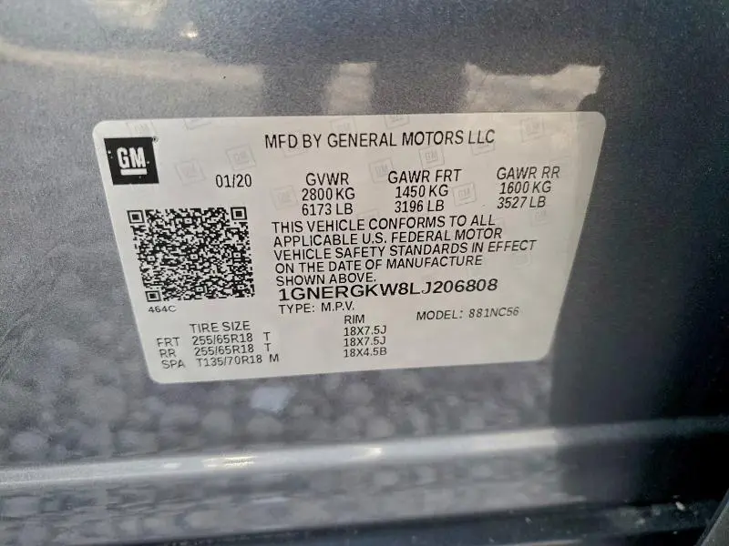 2020 CHEVROLET TRAVERSE LT  