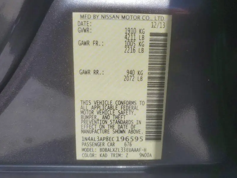 2014 NISSAN ALTIMA 2.5 SL  