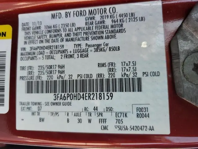2014 FORD FUSION SE  
