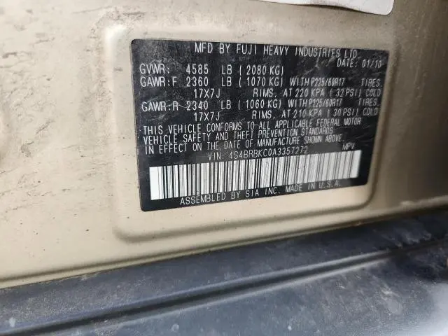 2010 SUBARU OUTBACK 2.5I LIMITED  