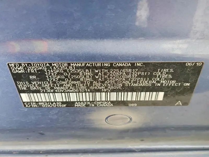 2010 TOYOTA RAV4 LIMITED  