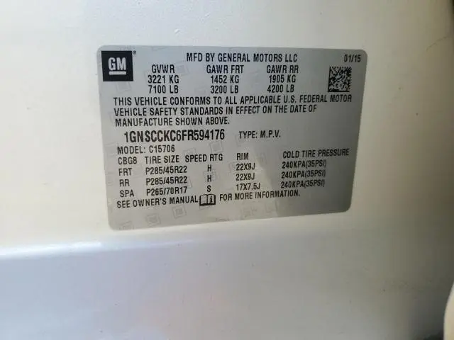 2015 CHEVROLET TAHOE C1500 LTZ  