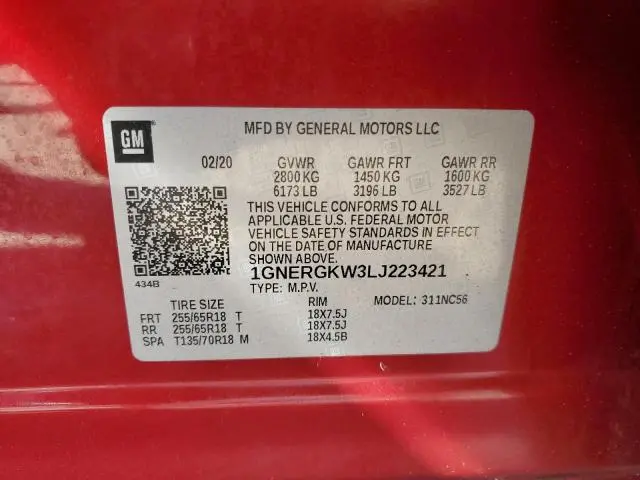 2020 CHEVROLET TRAVERSE LT  