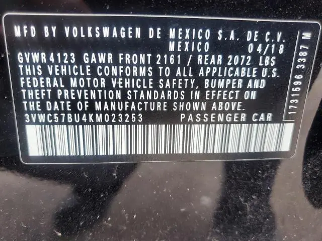 2019 VOLKSWAGEN JETTA S  