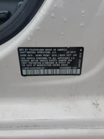 2012 VOLKSWAGEN PASSAT SE  