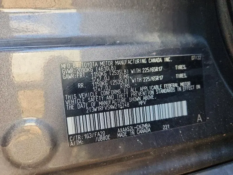 2022 TOYOTA RAV4 XLE  
