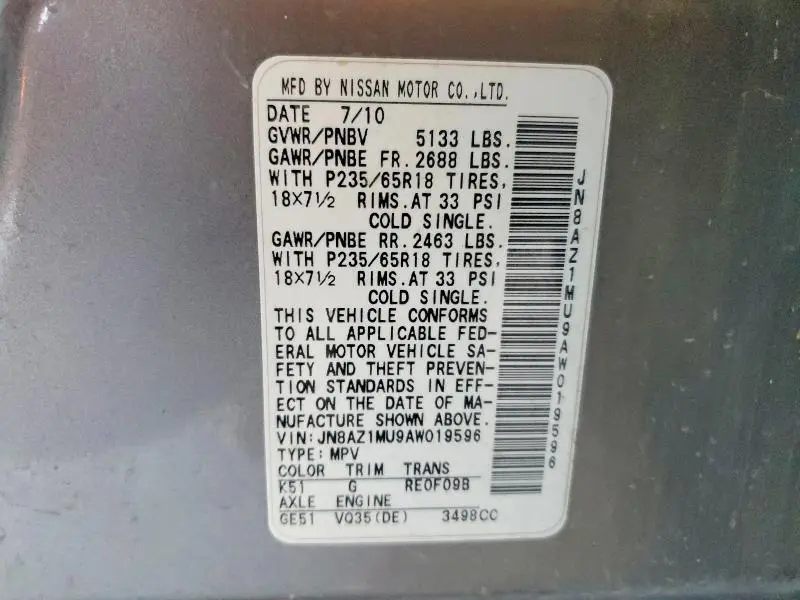 2010 NISSAN MURANO S  