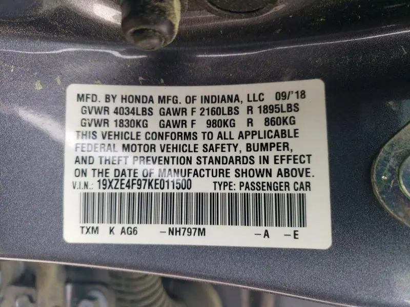 2019 HONDA INSIGHT TOURING  
