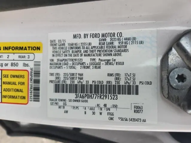 2015 FORD FUSION SE  