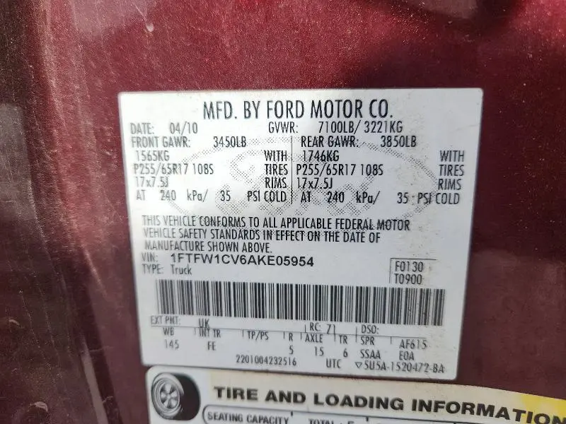 2010 FORD F150 SUPERCREW  