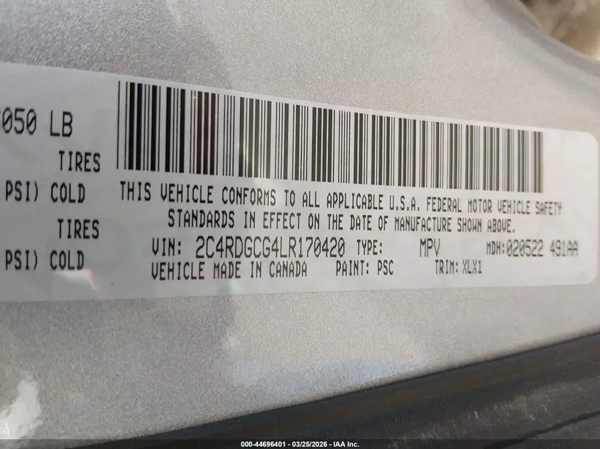 2020 DODGE GRAND CARAVAN SXT