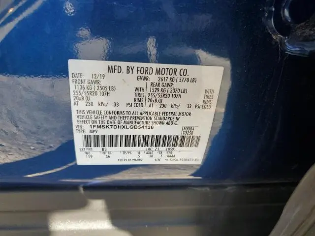 2020 FORD EXPLORER XLT  