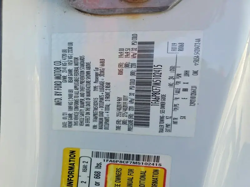 2021 FORD MUSTANG GT  