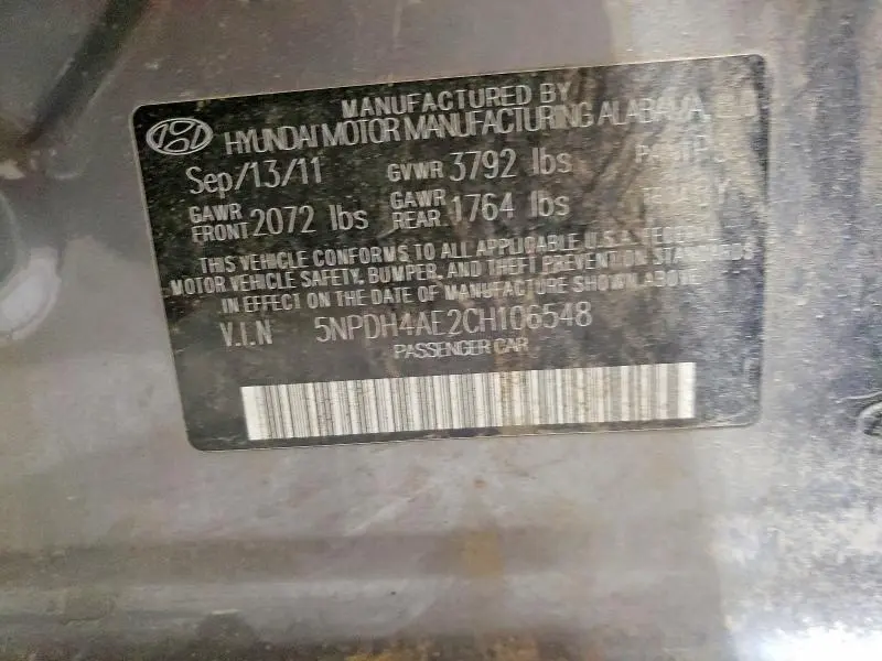 2012 HYUNDAI ELANTRA LIMITED  
