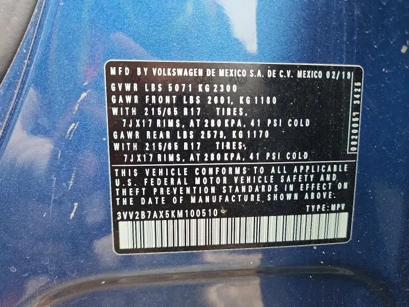 2019 VOLKSWAGEN TIGUAN SE  