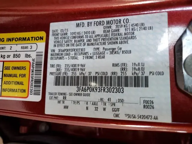 2015 FORD FUSION TITANIUM  