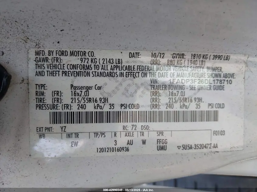 2013 FORD FOCUS SE
