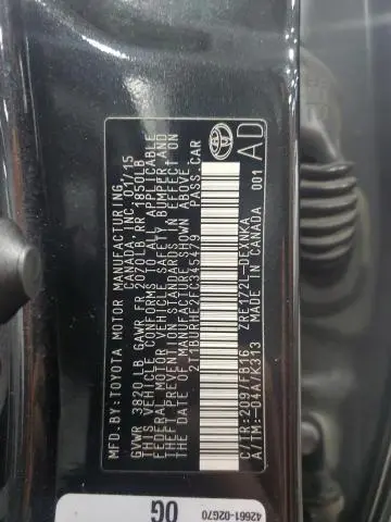 2015 TOYOTA COROLLA L  