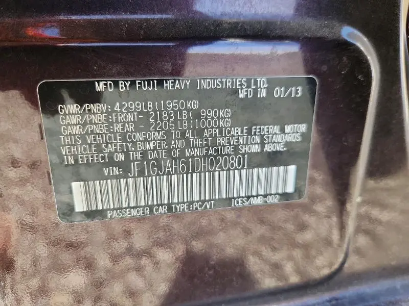 2013 SUBARU IMPREZA LIMITED  