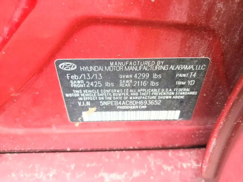 2013 HYUNDAI SONATA GLS  