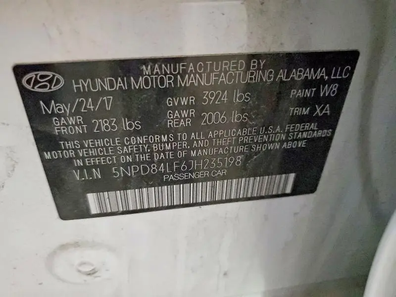 2018 HYUNDAI ELANTRA SEL  