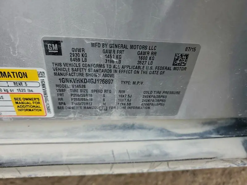 2016 CHEVROLET TRAVERSE LT  