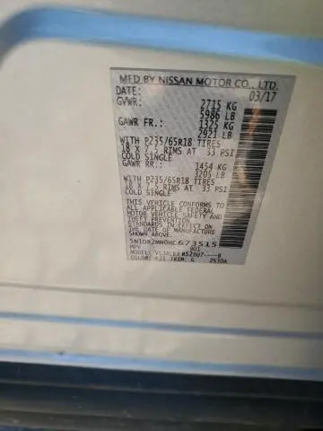 2017 NISSAN PATHFINDER S  