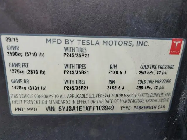 2015 TESLA MODEL S   