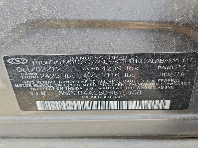 2013 HYUNDAI SONATA GLS  