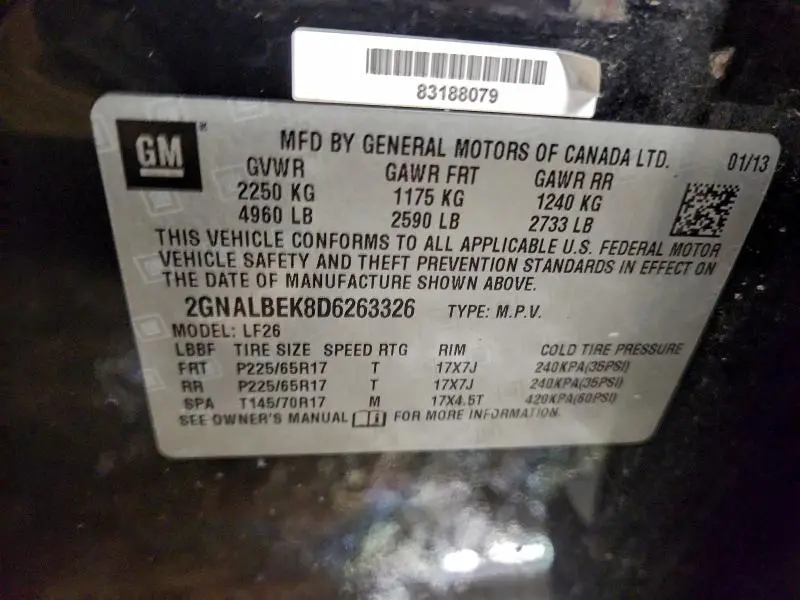 2013 CHEVROLET EQUINOX LS  