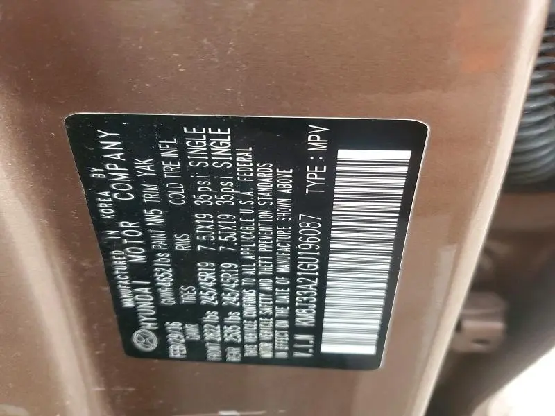 2016 HYUNDAI TUCSON LIMITED  