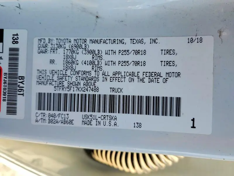 2019 TOYOTA TUNDRA SR5  