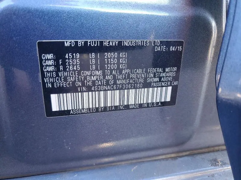 2015 SUBARU LEGACY 2.5I PREMIUM  