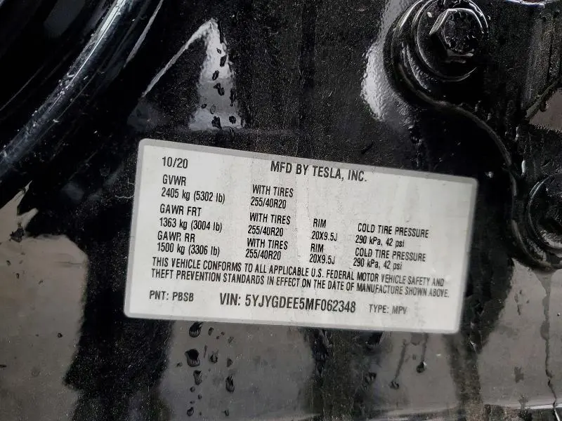 2021 TESLA MODEL Y   
