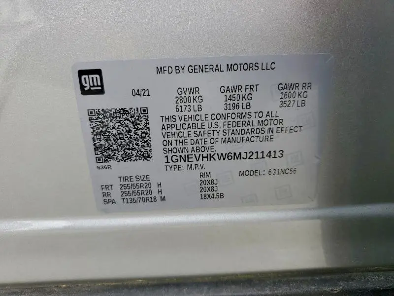 2021 CHEVROLET TRAVERSE LT  