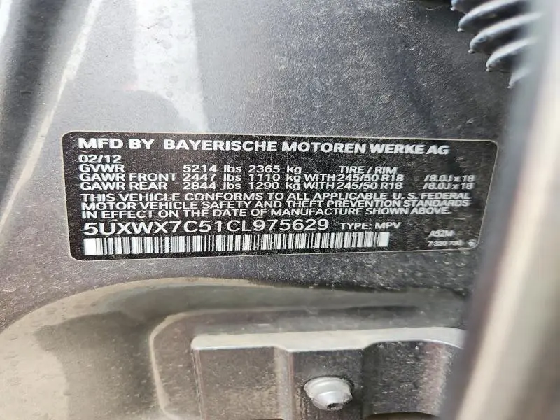 2012 BMW X3 XDRIVE35I  